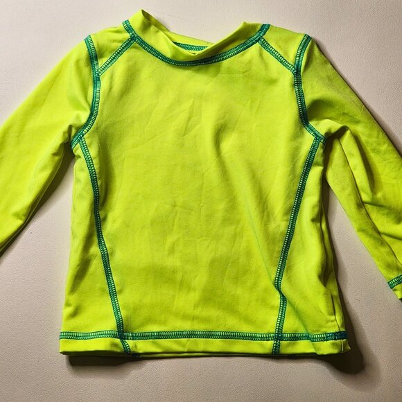 Cat & Jack 9M Neon Yellow Long Sleeve Rash Guard Swim Shirt Baby UPF Sun Protect - Picture 1 of 6